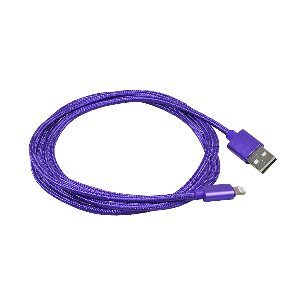 2-Meter Braided USB Lightning Cable Charging Cord for iPhones & iPads, featuring a durable, tangle-resistant braided design with a plug connector, ideal for replacing worn Apple USB cables.