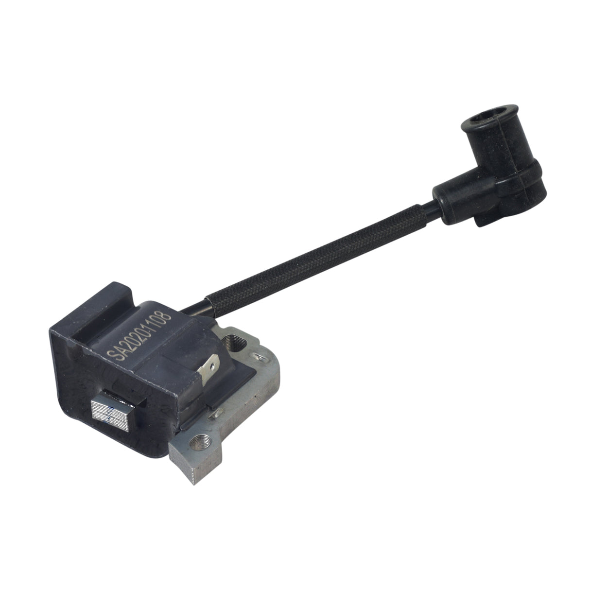 Ignition Coil for 40cc 4-Stroke ATVs, Dirt Bikes, & Mini Bikes, featuring a black metal object with a black cable and a black handle, designed for optimal machine performance.