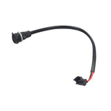 Coaxial Charger Port with Harness for the Swagtron EB5 Folding Electric Bike, featuring a black wire with red and black connectors, an attached screw, and a close-up view of the charging port.