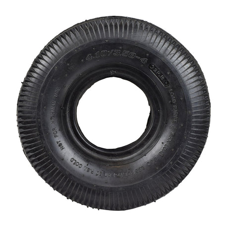 4.10/3.50-4 Tire with K353 Sawtooth Tread for Fatboy Mini BMX Bikes, featuring a deep-siped tread pattern and a central hole, suitable for mini BMX, scooters, go-karts, and mini ATVs.