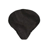 Faux Fur Cruiser Saddle Seat Cover for Bikes & Scooters: A black bicycle seat cover with plush faux fur, designed to fit standard cruiser and comfort style seats, featuring a drawstring for secure attachment.