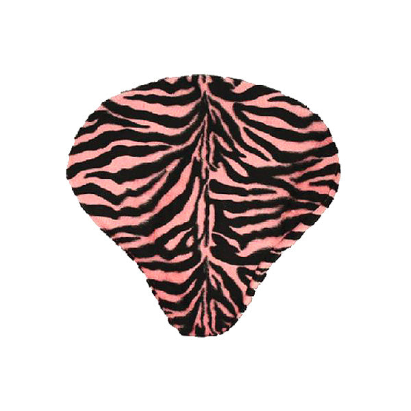 Faux Fur Cruiser Saddle Seat Cover for Bikes & Scooters with a vibrant pink and black zebra print, adding bold style and plush comfort to any bicycle or scooter seat.