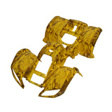 Yellow plastic fender set for 90cc Baja Wilderness Trail ATVs, featuring multiple holes for mounting and a rugged design to replace worn-out body panels on dual-headlight models.