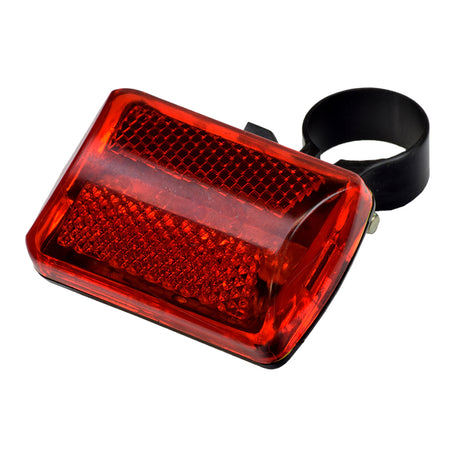 Universal Flashing Taillight for Bikes & Scooters with a black handle and mounting clamp, ideal for installation on seat posts or bars, shown in a close-up view.