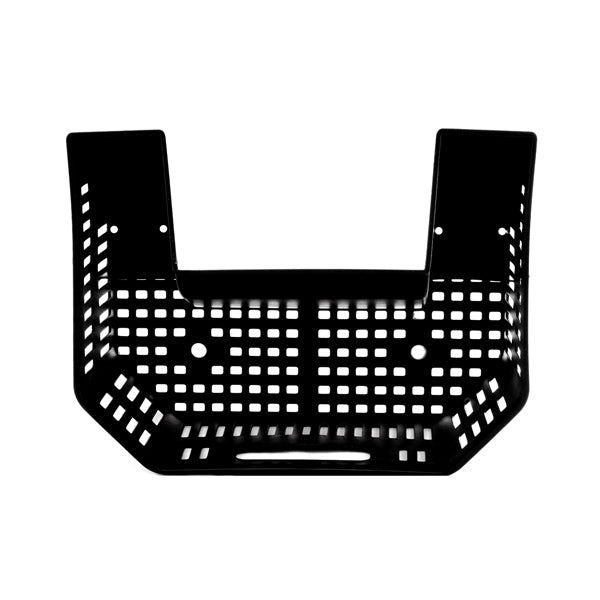 Floor Basket for the Golden Technologies LiteRider (GL110/GL140) mobility scooter, a durable black plastic basket with holes, designed to fit under the seat and hold personal items conveniently.