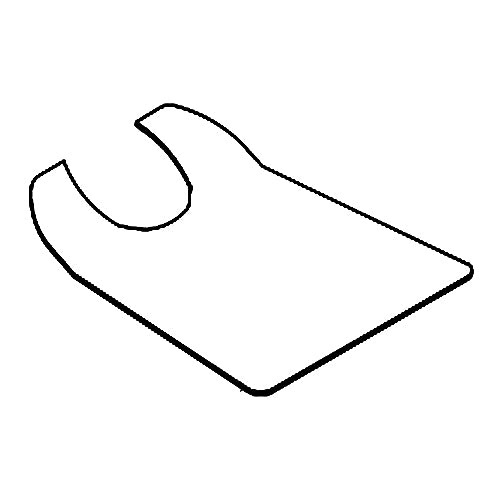 Drawing of a floor mat for Pride Rally 3 Wheel (SC150/SC151) scooters, designed to fit securely with hook & loop fasteners, ideal for replacing worn-out carpeting.