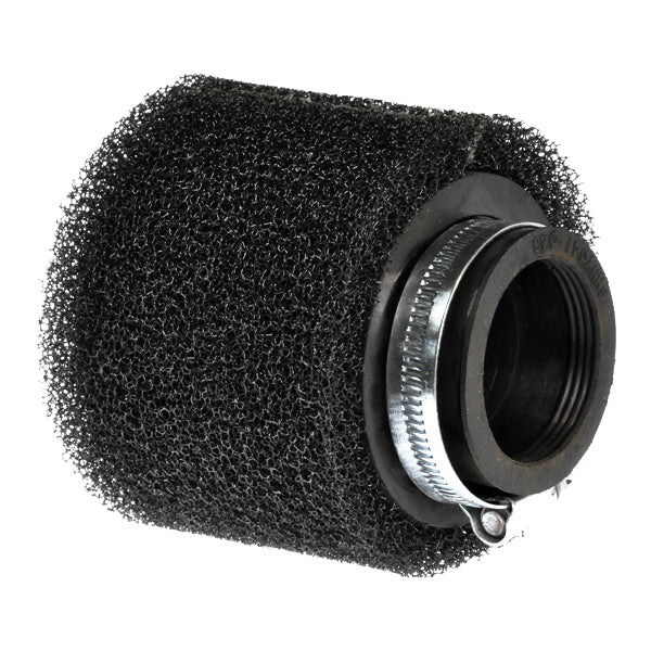 Foam Performance Air Filter for 4-Stroke Scooter Engines - 42mm, featuring a black sponge with a chrome clamp on the opening end, designed for enhanced air intake.