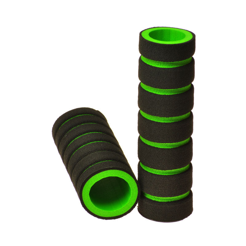 Foam Bike & Scooter Handlebar Grip Set: A stack of cylindrical foam grips, designed for handlebars, showcasing soft, spongy texture ideal for comfort during rides.