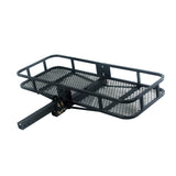 48 x 20 Folding Steel Cargo Carrier with black metal construction, foldable design, and reinforced mesh bottom for 500 lbs. capacity, shown on a plain white background.