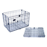 Folding Wire Basket with a metal cage design and a lid, ideal for bikes and scooters, offering practical storage.