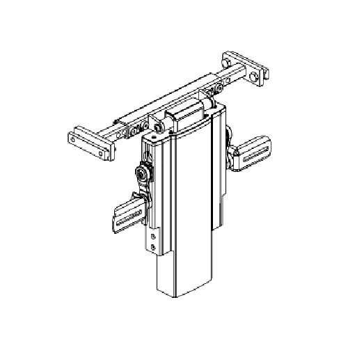 16-20 Adjustable Center Foot Mount Platform for Jazzy and Quantum Power Chairs, depicted in a detailed black and white drawing, showcasing the mounting hardware and pivot foot mount design.