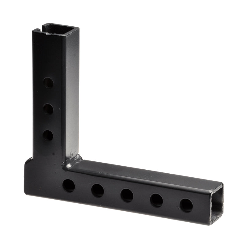 Footboard L Bracket for the Invacare Pronto M41 and Pronto M91, showcasing a black metal corner piece with multiple holes designed for footboard adjustability.