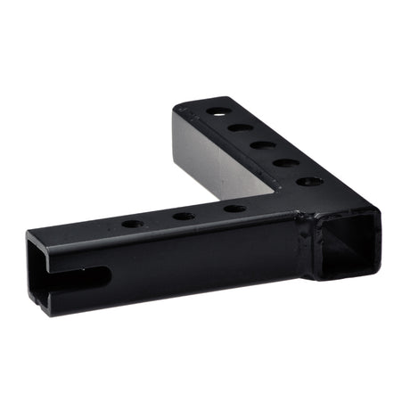 Footboard L Bracket for the Invacare Pronto M41 and M91, a black metal piece with multiple holes, designed for adjustable footboard positioning to enhance user comfort.