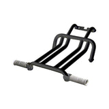 Footrest for the Honda Ruckus (NPS50) by NCY, featuring a black metal frame with white handles and folding foot pegs for added comfort.