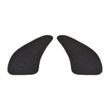 Scuff Guard Footrest Mat for the Pride Victory 3 (SC160/SC1600), a pair of black, teardrop-shaped, textured adhesive stickers designed to prevent shroud scuffing, displayed against a plain background.