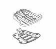 Sketch of the Footrest Platform Assembly for Jazzy Select 6 Ultra & Select Traveller power chairs, showing the base, black plastic cover, and hardware components in detailed line art.