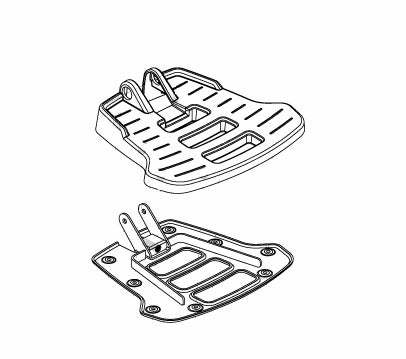 Sketch of the Footrest Platform Assembly for Jazzy Select 6 Ultra & Select Traveller power chairs, showing the base, black plastic cover, and hardware components in detailed line art.