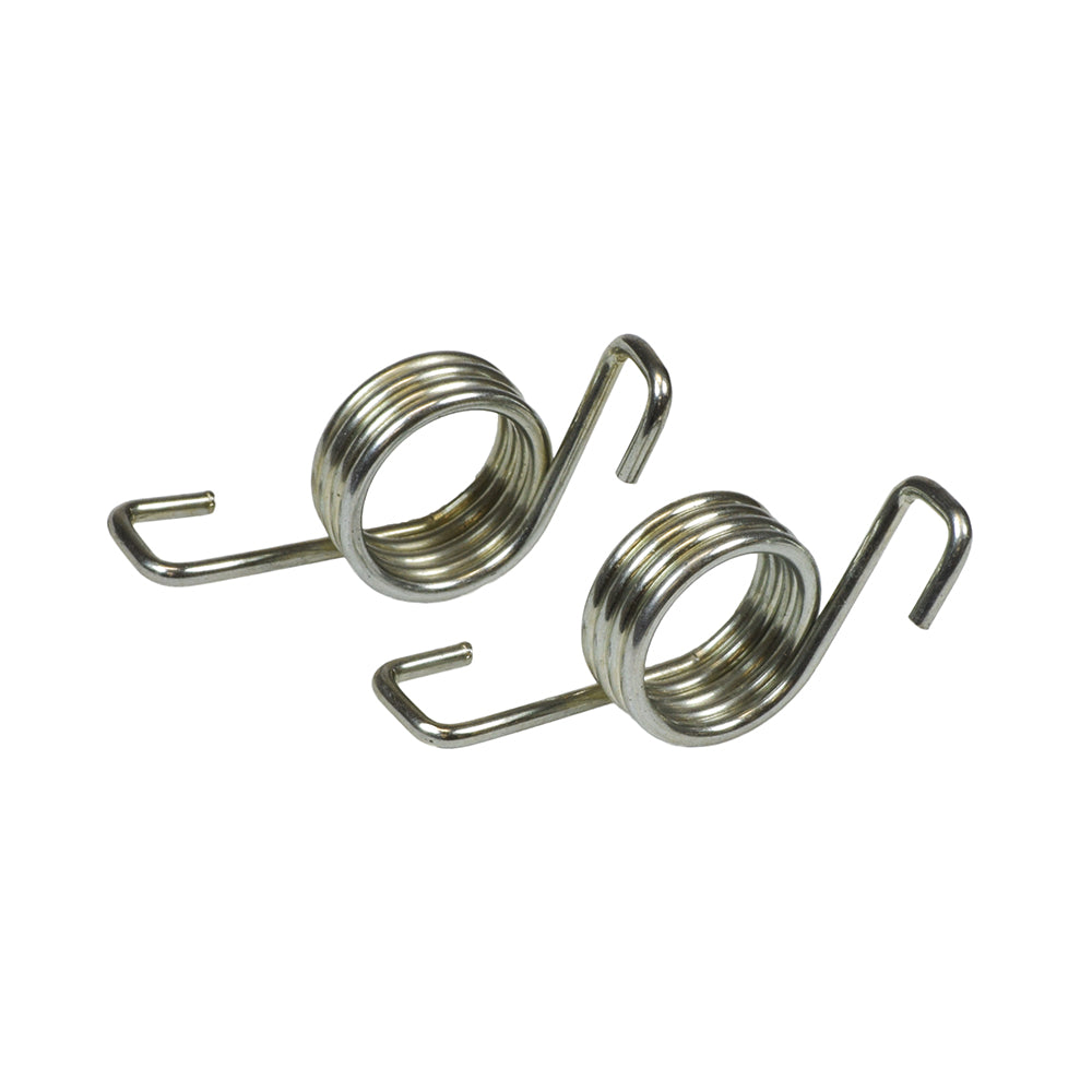 Footrest Springs for the Motovox MBX10 and MBX11 Mini Bikes; close-up of a pair of tightly wound metal springs essential for flipping footrests.