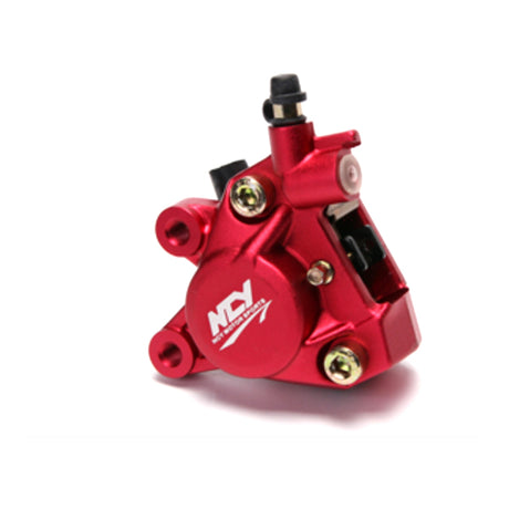 Forged Brake Caliper for 50cc 1PE40QMB Minarelli Yamaha Jog Style Scooters, featuring a robust metal design with two pistons for enhanced stopping power, suitable for various scooter models.