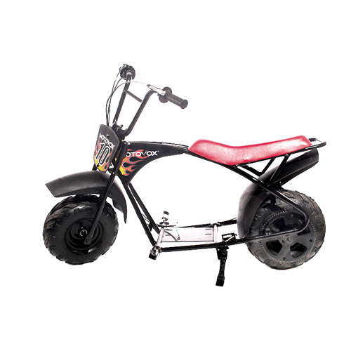 Frame with Rolling Chassis for the Motovox MBX10 Mini Bike featuring visible components like the frame, forks, handlebar, seat, and wheel assemblies, ready for engine and clutch installation.