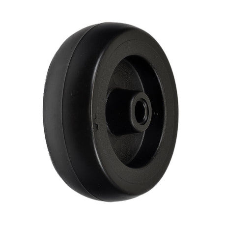 Anti-Tip Wheel for the Golden Technologies Companion I (GC240) & Companion II (GC340). Close-up of a black circular wheel with a central hole, designed for stability on mobility scooters.