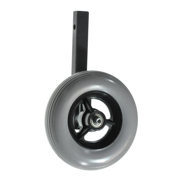 Rear Anti-Tip Wheel Assembly for the Drive Sunfire General (SP-3C) Power Chair, featuring a wheel with a black handle and a black rim.