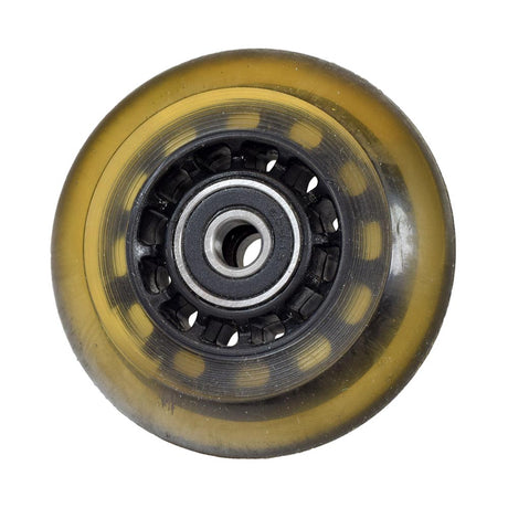 Close-up of the Front Anti-Tip Wheel for the Hoveround® MPV4® and MPV5® (Used), showing the circular design with visible wheel bearings.