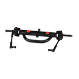 Front Axle Assembly for the Go-Go Elite Traveller Plus (SC54) features a black metal structure with red components, designed specifically for the 4-wheel mobility scooter, offering a robust solution for replacement needs.