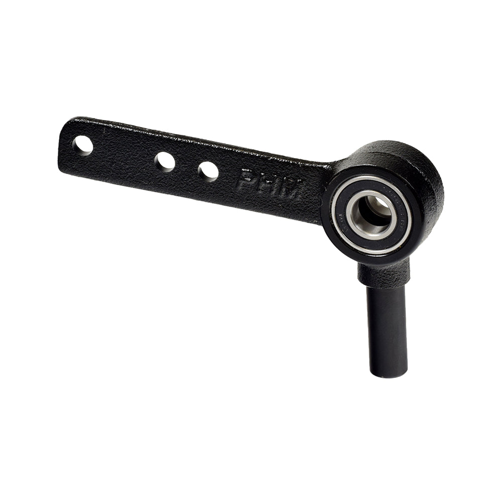 Front Wheel Axle Assembly for Shoprider Sprinter XL, featuring a sturdy black metal piece with a round ball end and holes, includes two 6002-2RS bearings for enhanced durability.