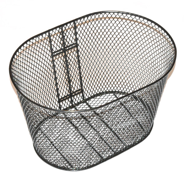 Front Basket Assembly for Pride Legend (SC3000/SC3400), showcasing a black wire basket designed for attachment, including front bracket and screws, ideal for mobility scooters.