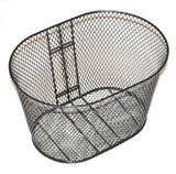 Front Basket Assembly for Pride Legend (SC3000/SC3400), showcasing a black wire basket designed for attachment, including front bracket and screws, ideal for mobility scooters.