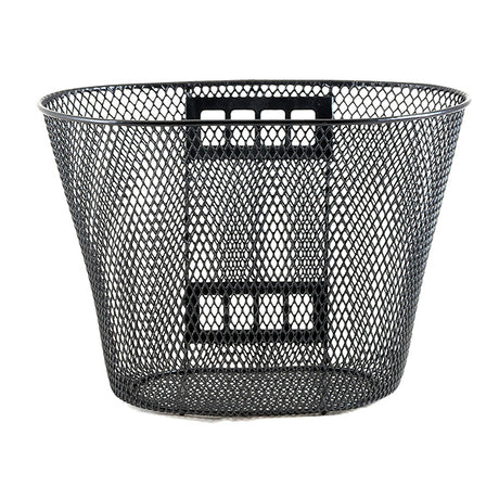 Front Basket Assembly for Pride Revo (SC60) & Pride Revo Sport (SCSP60), featuring a black mesh wire basket with an oval shape, complete with front bracket, bolts, and an allen wrench.