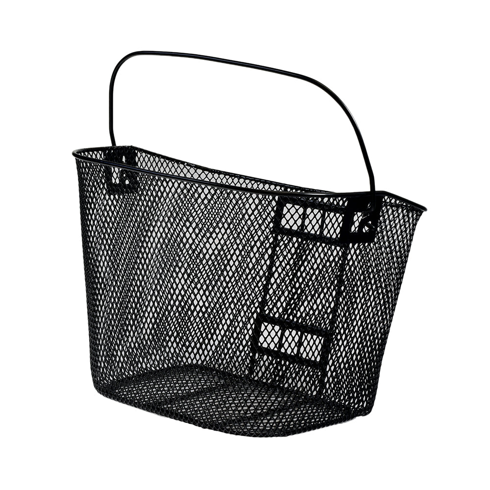 Large Square Front Basket for the Drive Odyssey Scooter, featuring a sturdy black design with a handle, ideal for enhancing the storage capacity of your mobility scooter.