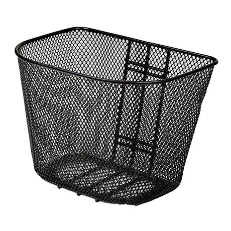 Front Basket for the Merits Mini Coupe (S539/S549), Pioneer 2 Twin (S246), and Pioneer 5 DLX (S541) Mobility Scooters; a black mesh basket designed to stow items securely.