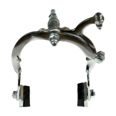 Front Brake Caliper Assembly for Recreational Electric Scooters, showing a close-up of the caliper with black rubber pads, suitable for various scooter models including Dynacraft Hello Kitty SU-E and Razor E100 series.