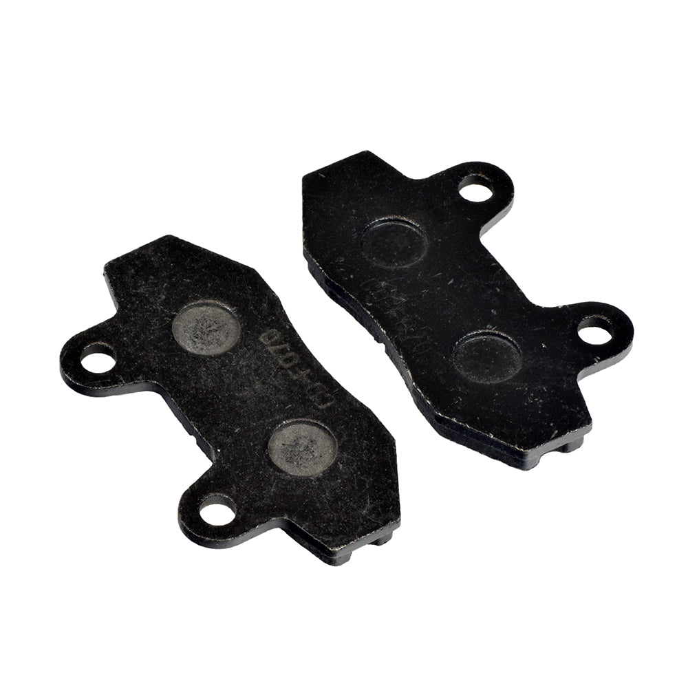 Front Brake Pads for the 250cc Baja Wilderness Trail 250 ATV, featuring a close-up of two black metal parts essential for maintaining your ATV's braking efficiency.