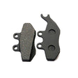 Front Brake Pads for the Vespa GT200, showing a close-up of black pads with metal components and holes, designed for modern Vespa Gran Turismo scooters.