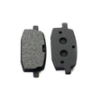 Front Brake Pads for the Yamaha Jog and Zuma 50 Scooters, showing a close-up of the black and grey pads designed for compatibility with OEM stainless steel rotor discs.