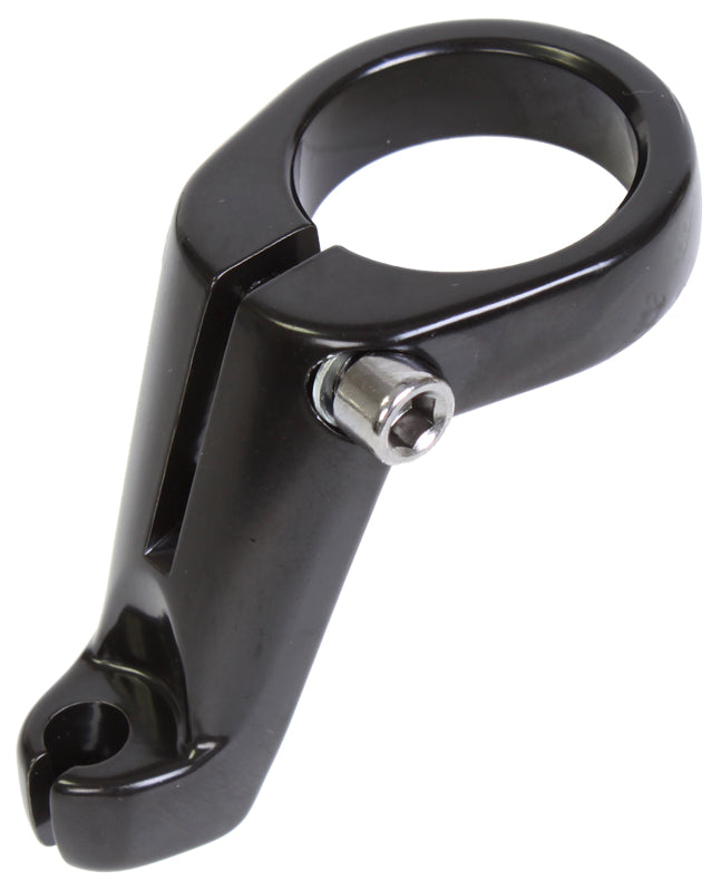 Front Cable Hanger by Sunlite, a black metal tool featuring a hole and a screw, ideal for enhancing bike or scooter cable management.