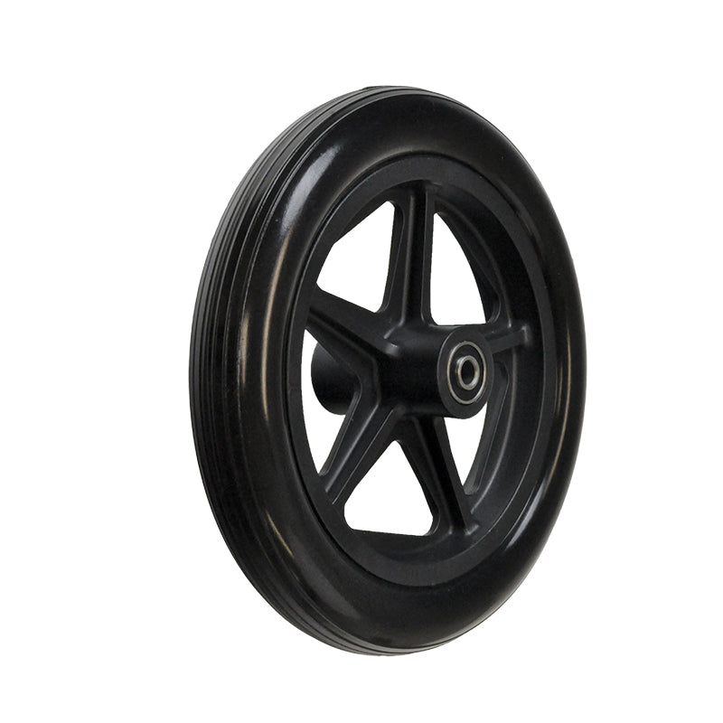 8 Front Caster Wheel for the Drive Viper Plus GT Wheelchair, featuring a black wheel with a metal spoke, designed as an OEM replacement for various Drive transport and wheelchair models.