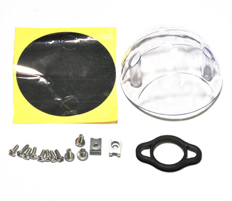 Front Fairing with Headlamp Cover for the Razor Pocket Mod (Hannah Montana), includes a round plastic piece, screws, and a glass bowl with two handles, displayed in plastic wrap.