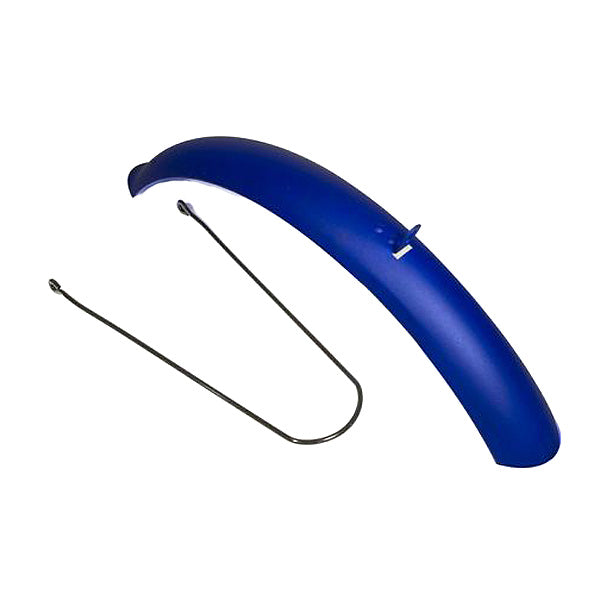 Blue Front Fender for the eZip and IZIP TriCruiser, featuring two metal rods for attachment, designed to enhance the look of electric trikes from 2007-08.