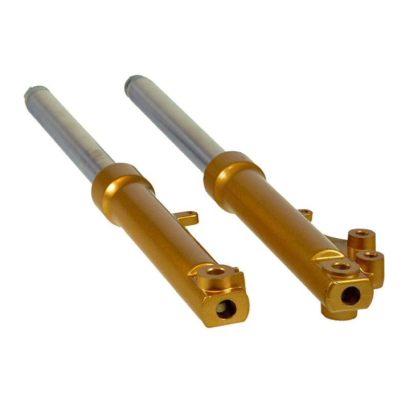 Front Forks (Set) for the Motovox MVX70 Pit Bike displayed as two metal cylinders, essential for the bike's front suspension system.