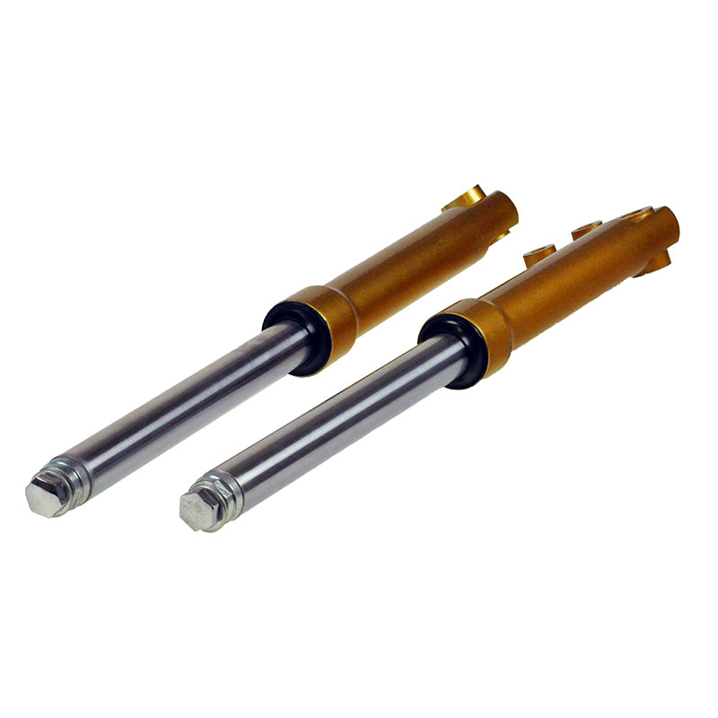 Front Forks (Set) for the Motovox MVX70 Pit Bike, showcasing a pair of metal cylinders designed as essential components for the bike's front suspension system.