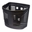 Front Plastic Basket for the Drive Bobcat, Phoenix, Scout DST, & Spitfire Scout Scooters, featuring a black design with holes, ideal for carrying bags, groceries, and more.