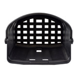 Front Plastic Basket for the Drive Bobcat, Phoenix, Scout DST, & Spitfire Scout Scooters, featuring a black plastic structure with holes, ideal for carrying bags, groceries, and extra cargo.