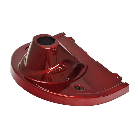 Front Shroud for the Golden Companion II 3-Wheel (GC340) featuring a red design with multiple holes, fitting over the base of the scooter's tiller to protect vital components.