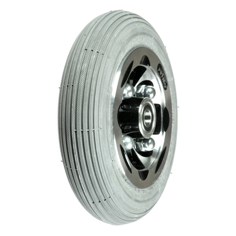 7x1-3/4 Front Wheel Assembly for Rascal Auto Go 550 and 555, featuring a close-up of a tire with a silver rim, essential for replacing worn or damaged parts on your scooter.