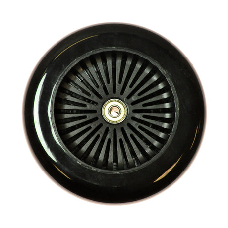 Front Wheel Assembly for the Razor Trikke E2 electric scooter, featuring a black circular wheel with a central hole, essential for maintaining smooth and stable rides.