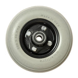 Front Wheel Assembly for the Golden Technologies Companion I (GC221) showing a black split-rim with a central hole and a solid gray tire, designed for models made before May 2007.